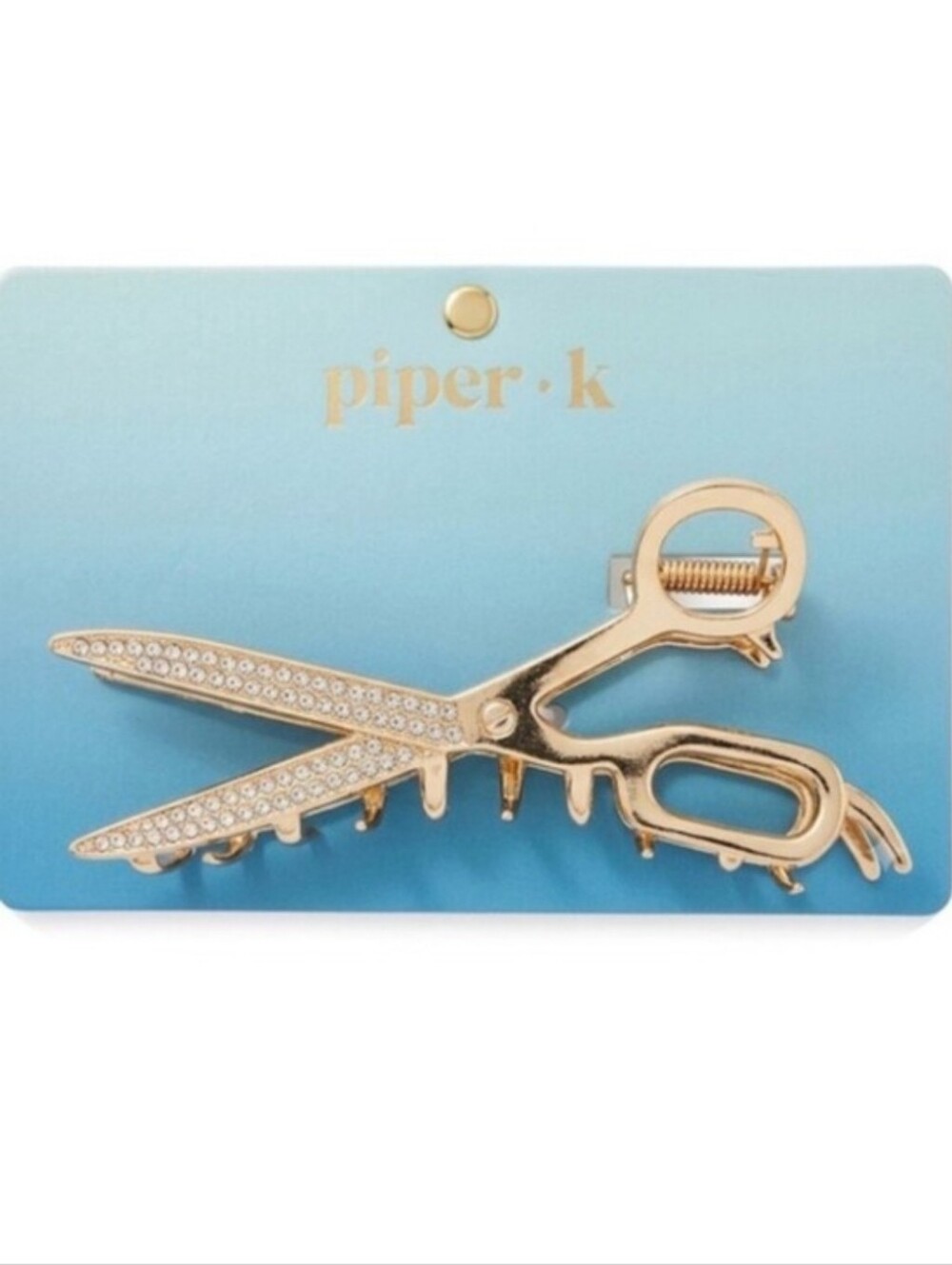👉✨️  Piper K Gold Toned Metal Scissors Hair Claw Clip w Rhinestones